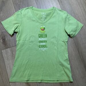 Hallmark Disney Muppets Green Frog Kermit V-Neck T-Shirt Size Small P‎